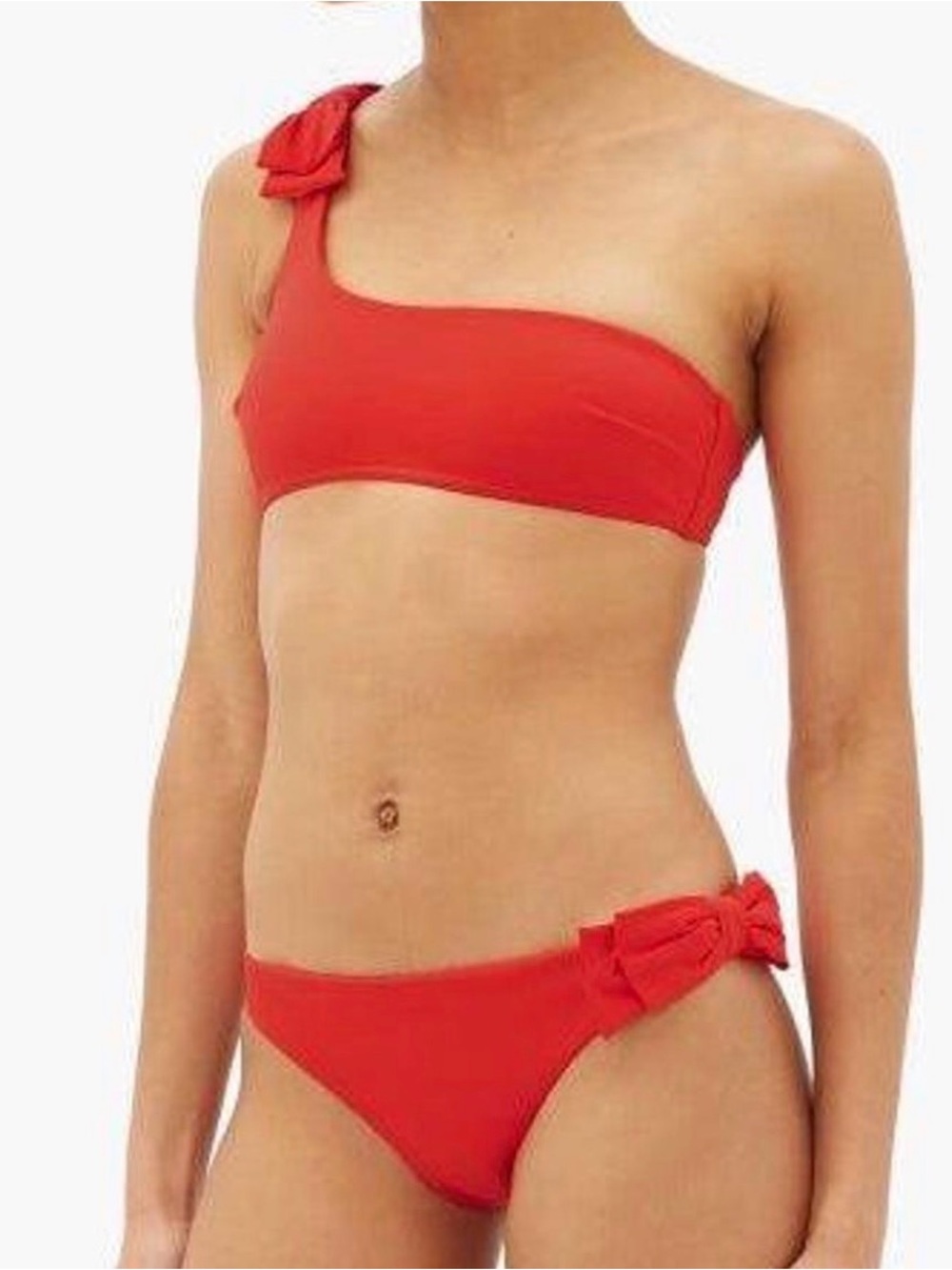 Zimmermann Red One-Shoulder Bikini with Knot & Side Bow
